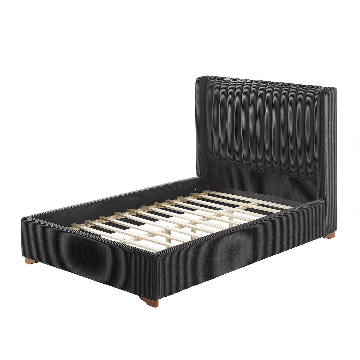 Corduroy Upholstered Wingback Bed Frame, No Box Spring
