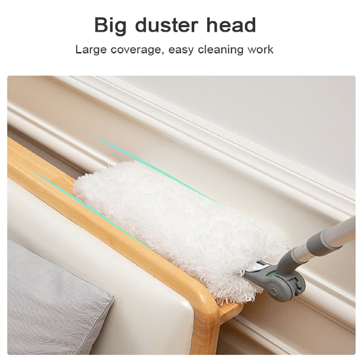 Long Handle Duster With Extension Bar, Home Dust Collector - White