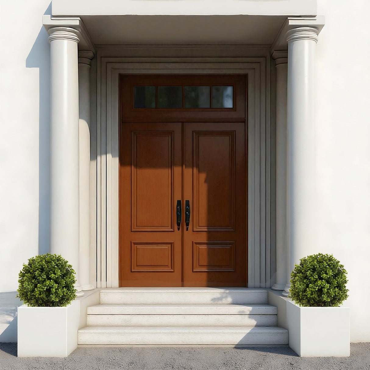 22in Boxwood Ball Shaped Artificial Topiary Shrubs Tree in Pot for Home and Garden Decoration - 2pcs Set