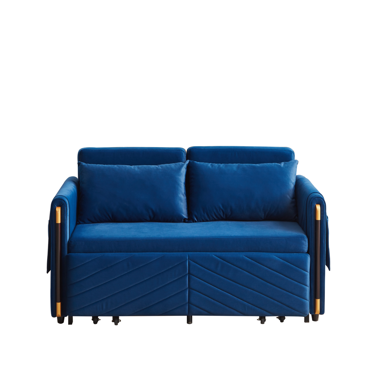 Convertible Velvet Loveseat Sleeper with Arm Storage and Adjustable Back