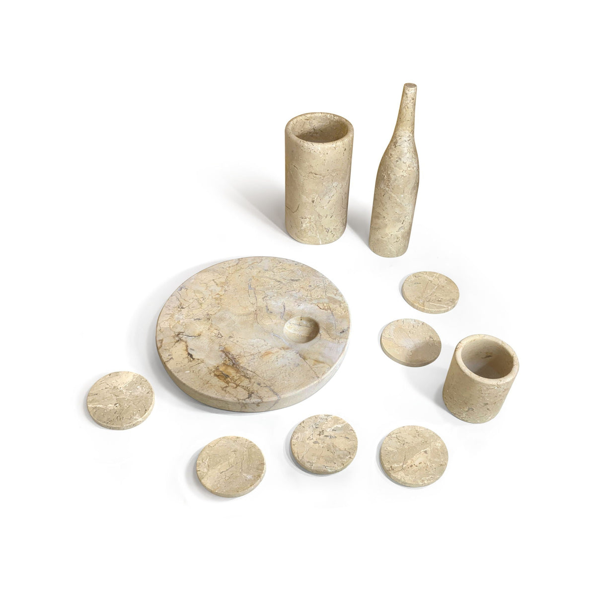 10 Pieces Luxury Natural Marble Dining Room Accessories Set