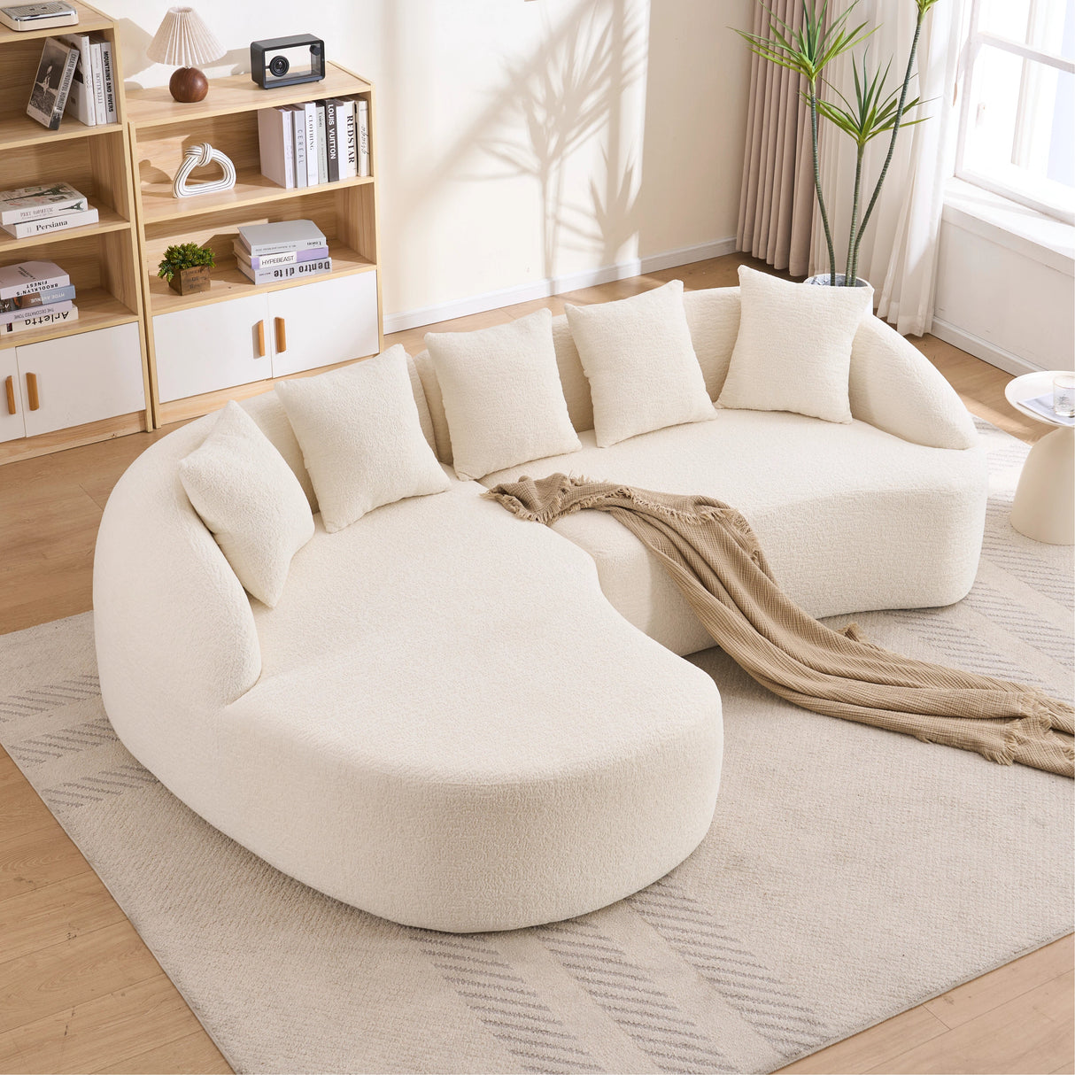 New Boneless L-Shape Sectional Sofa with Curved Chaise