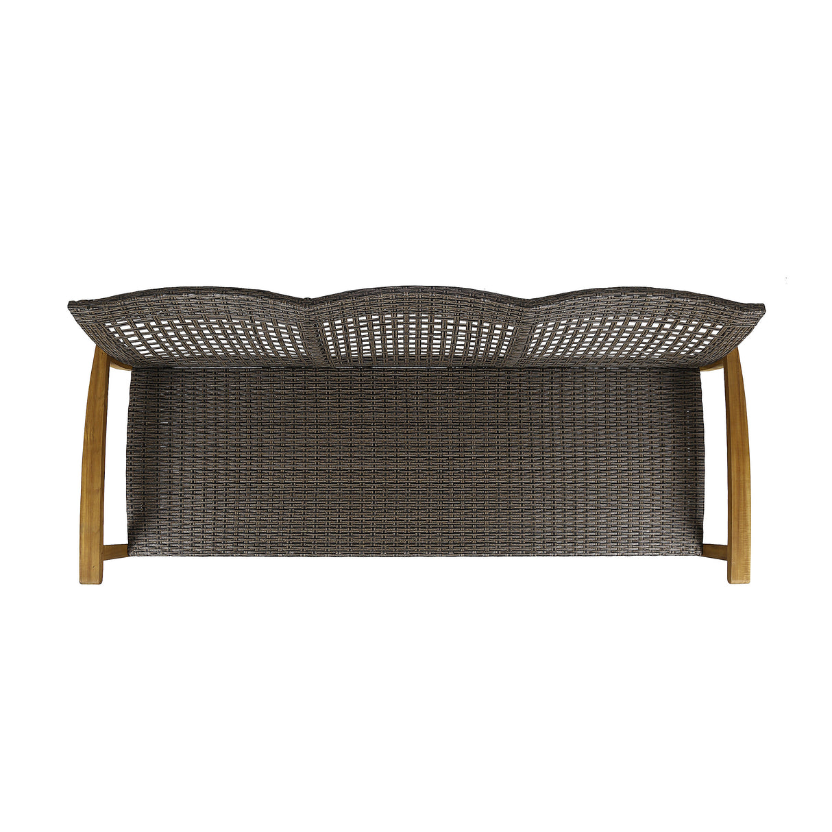 Handwoven Wicker and Acacia Outdoor Sofa