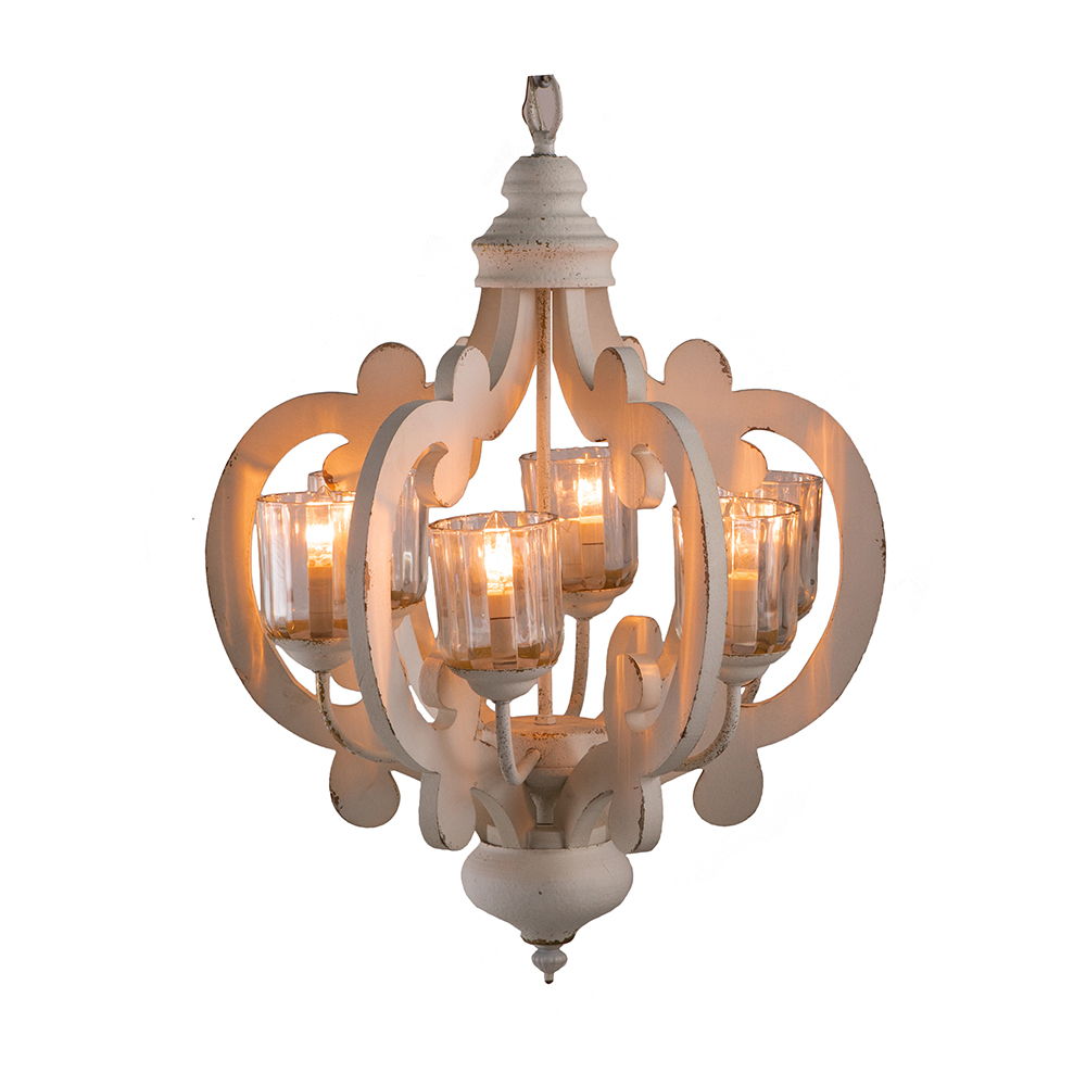 Farmhouse 6-Light Wood Chandelier Pendant Light Fixture