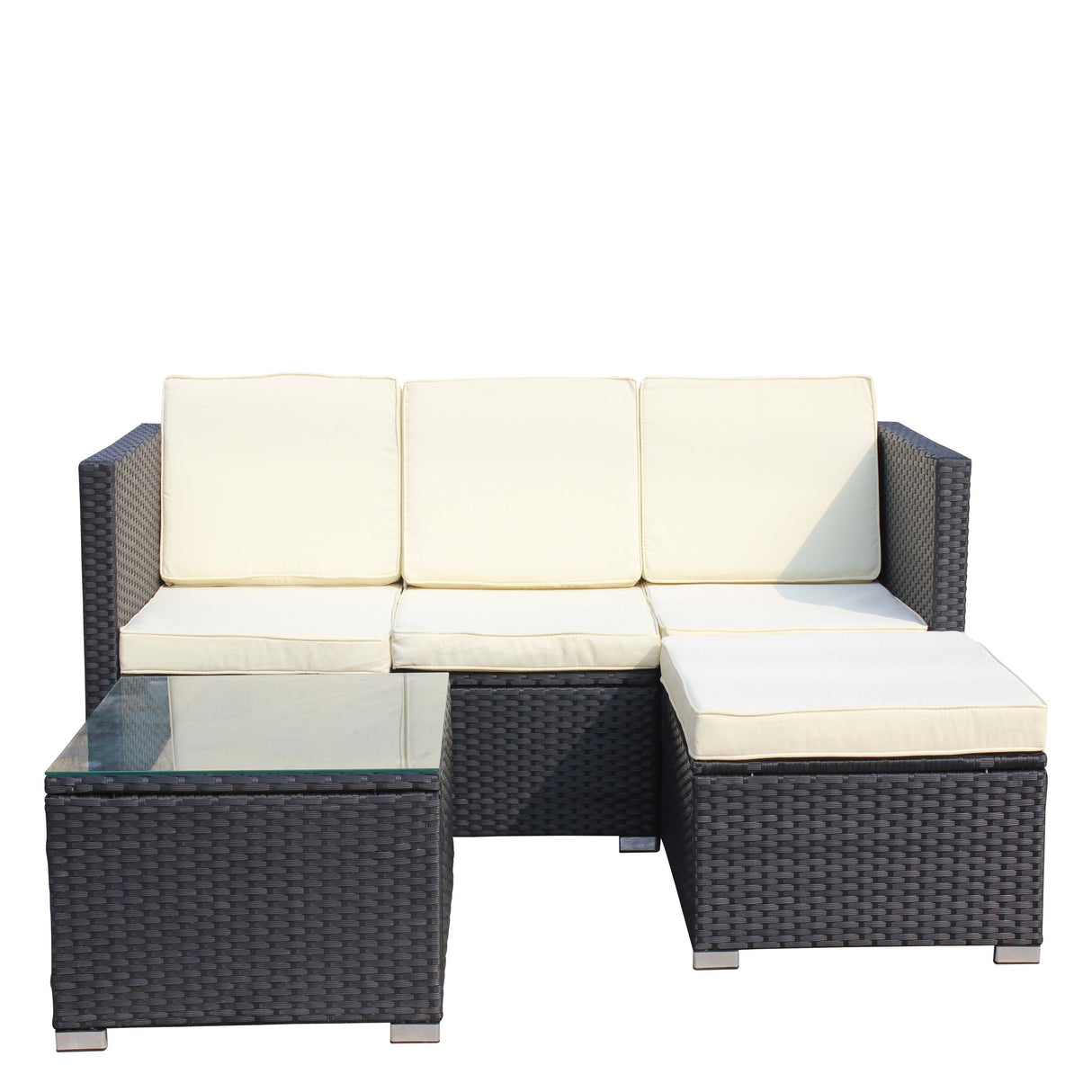 Outdoor 5-Piece PE Rattan Wicker Patio Sofa Set with Coffee Table