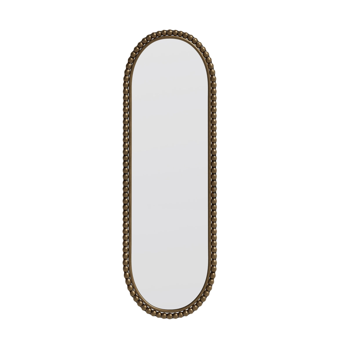 Iron Art Oval Retro Mirror in Gold with Antique Finish, Wall Hanging Decor for Living Room, Bedroom, Entrance, Glass and Metal Construction, 15.75 x 47.25 Inch