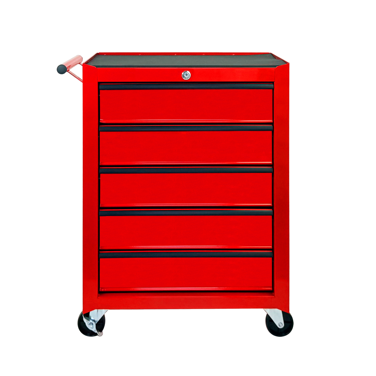 Rolling Metal Tool Chest with 5 Drawers, 20" Steel Cabinet - Red