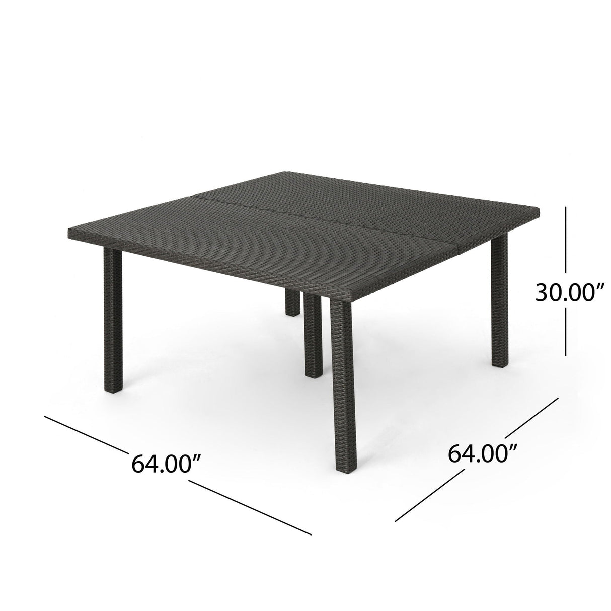 Outdoor Square Rattan Wicker Dining Table - Gray