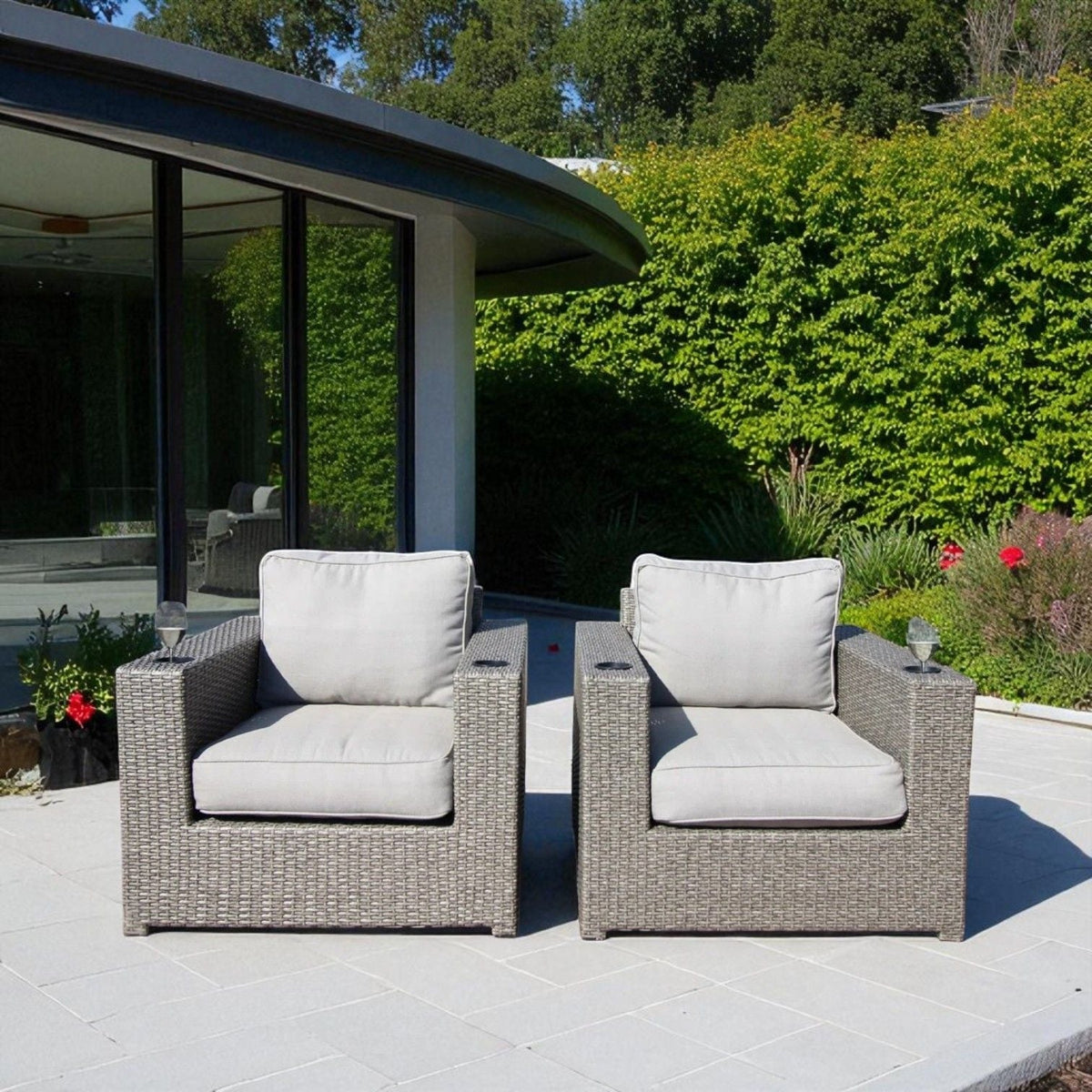 Outdoor Lounge Chairs With Cushions, Weather Resistant - Gray Mix