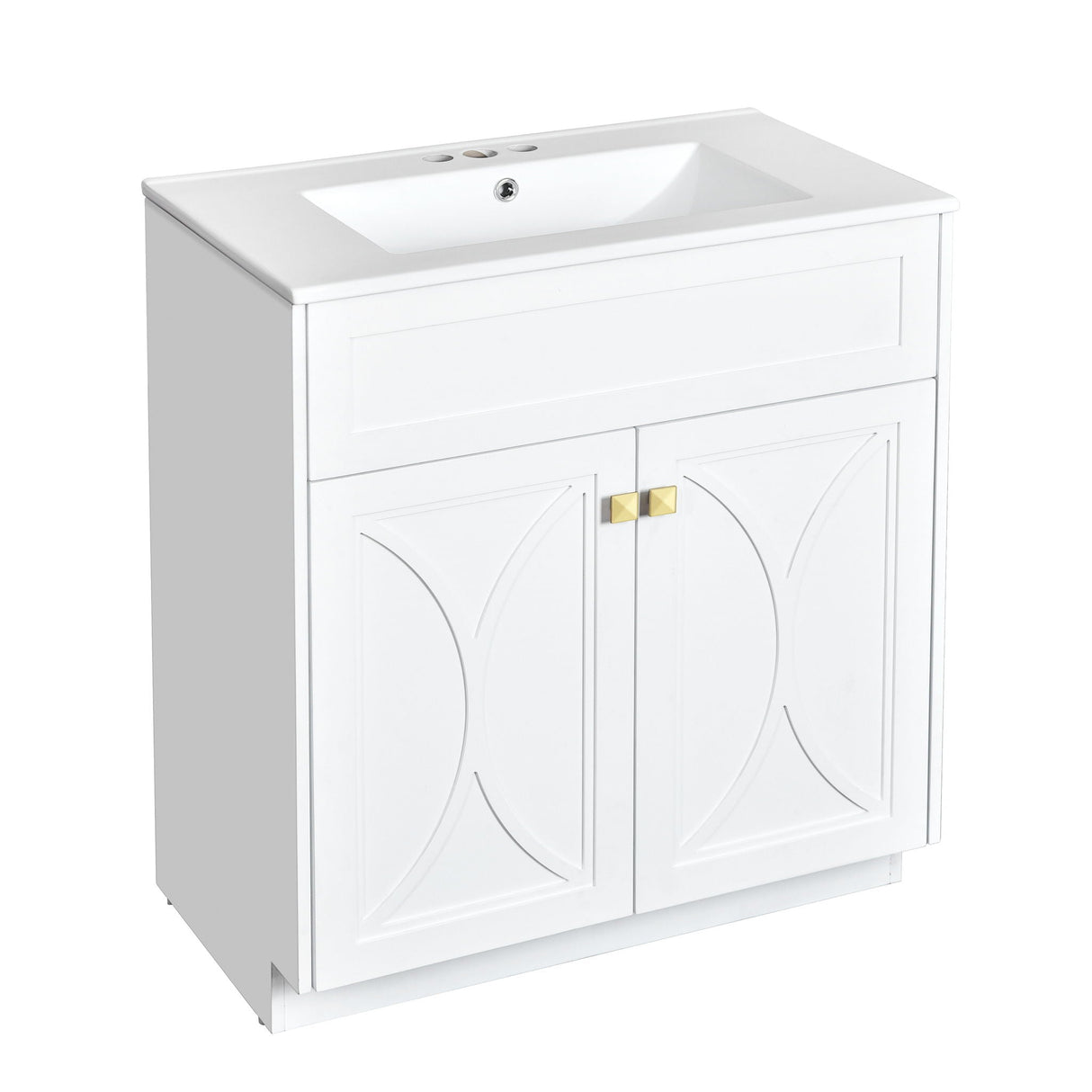 Bathroom Vanity With Sink, Freestanding Storage Cabinet With Handles, Soft Closing Doors