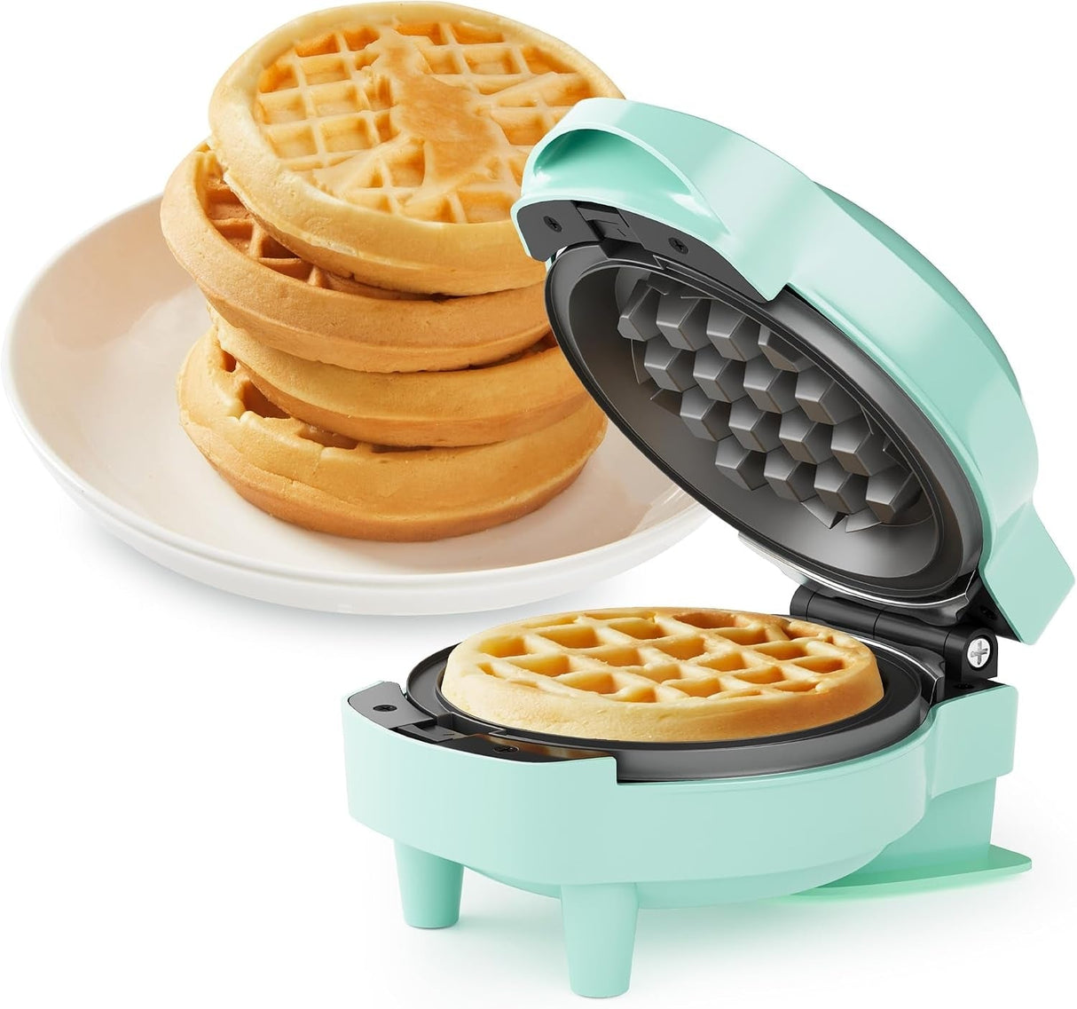 4" Kids Mini Waffle Maker - Waffle Iron with 6PCS Removable Plates