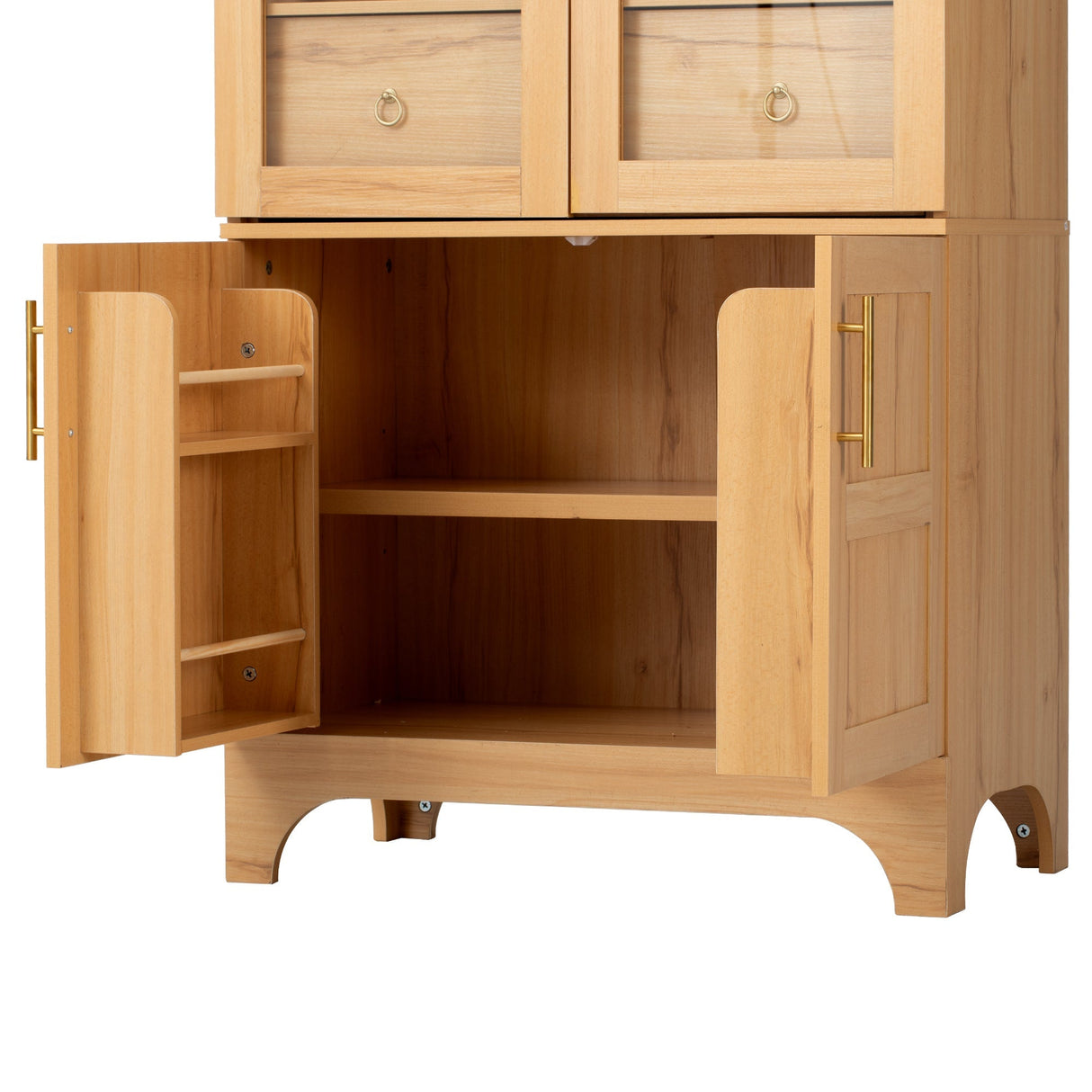 K&K 71' Tall Arched Kitchen Pantry Cabinet with Adjustable Shelves