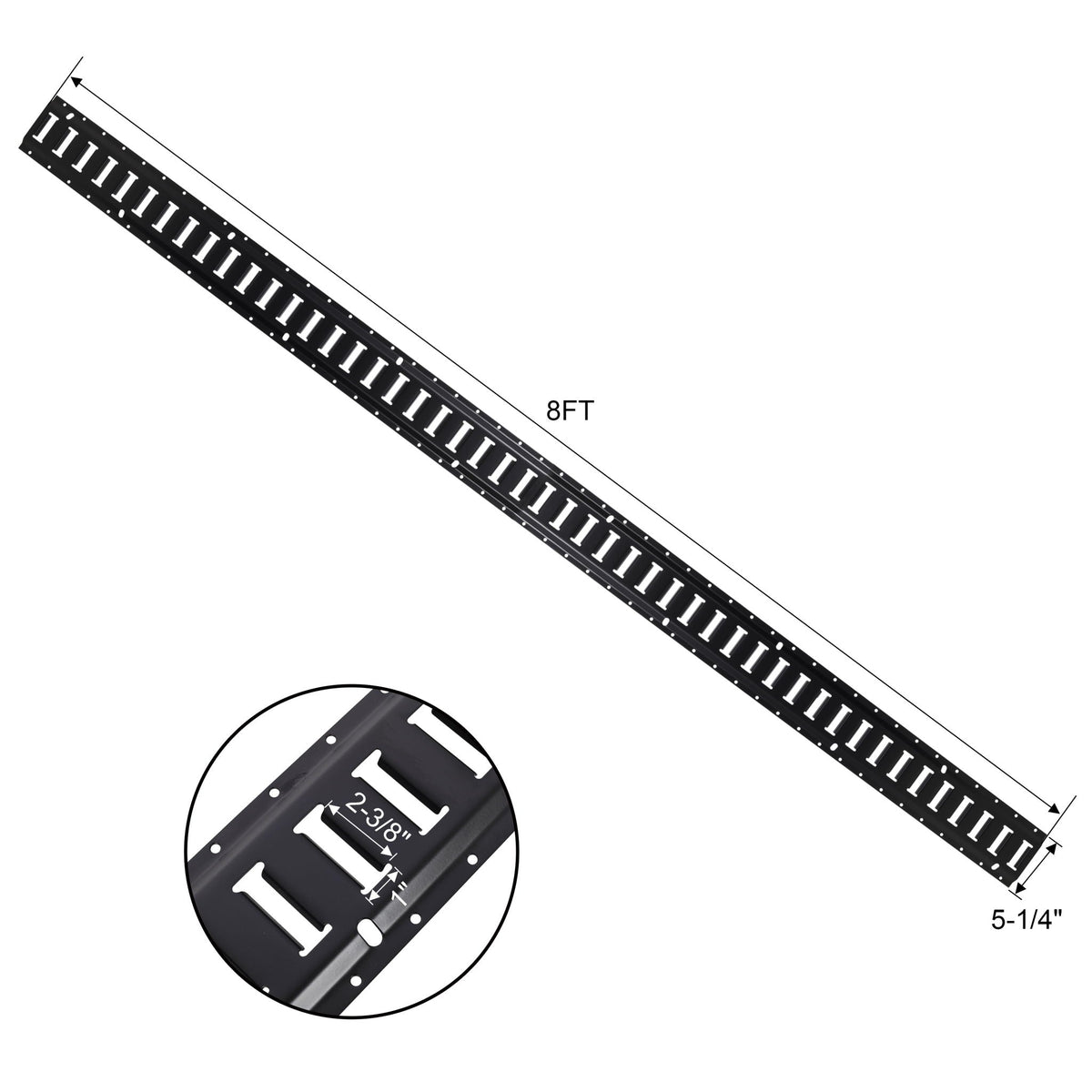 Heavy Duty E Track Tie-Down Rail Kit with Steel O-Ring Anchors - Black