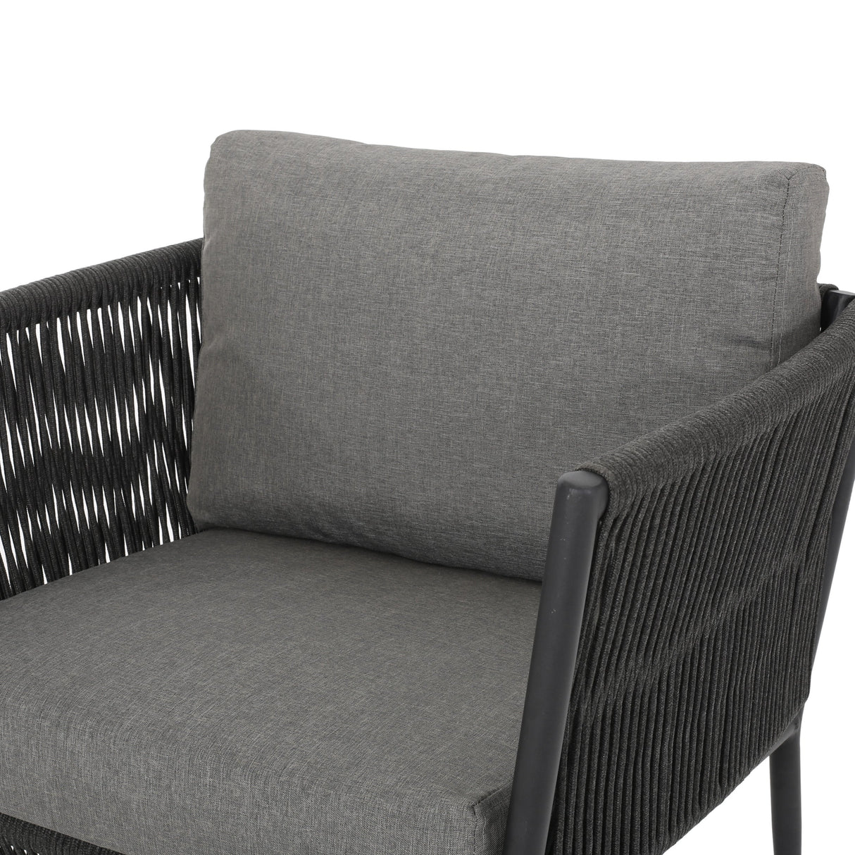 Hanford Modern Club Chair with Woven Rope Design in Grey