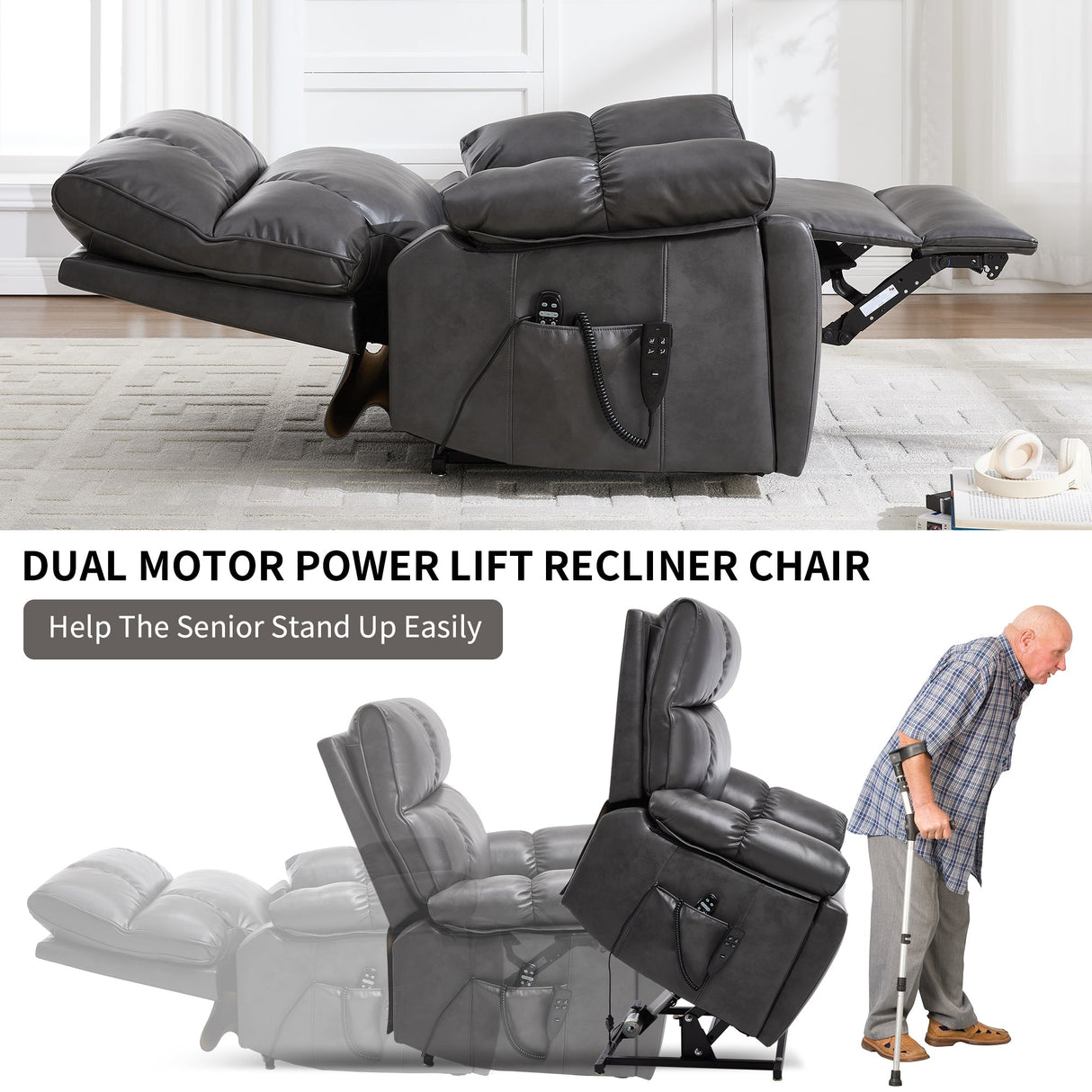 ComfortMax Dark Oversized Lift Recliner Chair