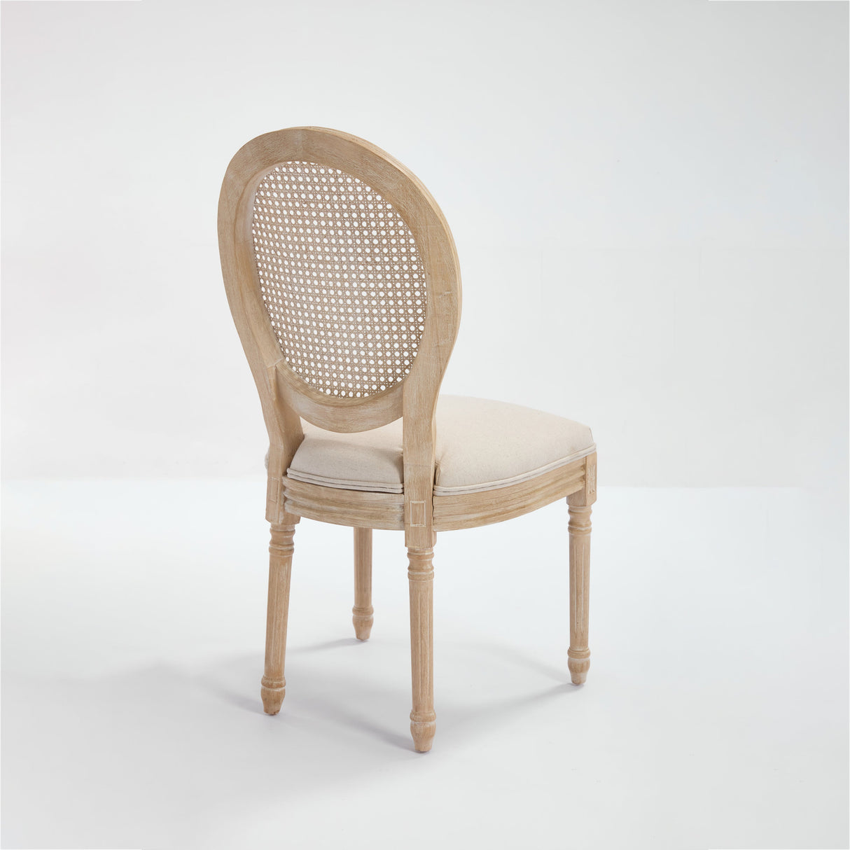 French Country Dining Chairs Set of 2 Upholstered with Rattan Back
