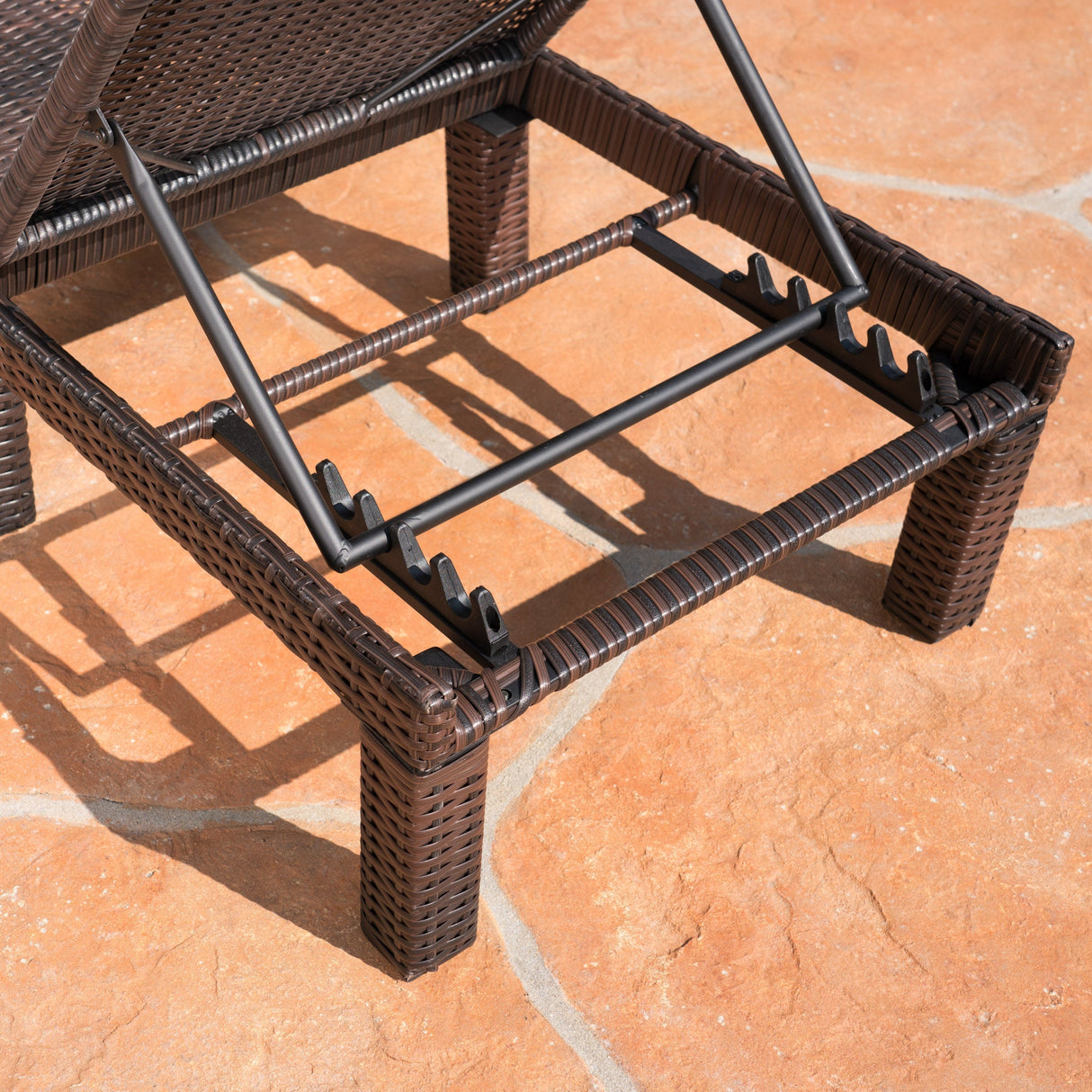 Outdoor Chaise Lounge with Wicker Design and Adjustable Backrest