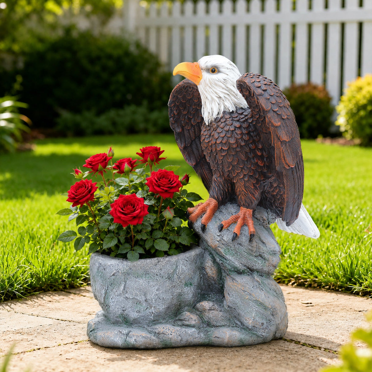 Standing Eagle Statue Garden Planter