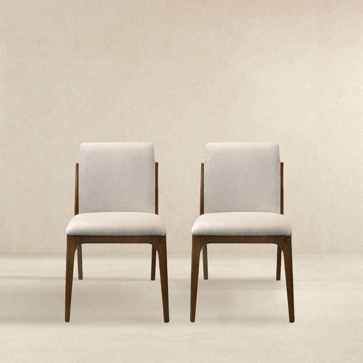 Elegant Dining Chair Set with Upholstered Fabric - Light Brown or Beige
