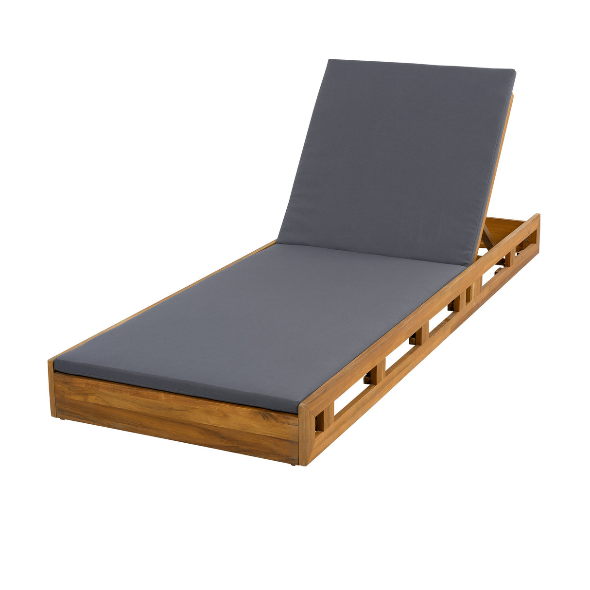 Acacia Wood Lounge Chaise Set with Water-Resistant Cushions