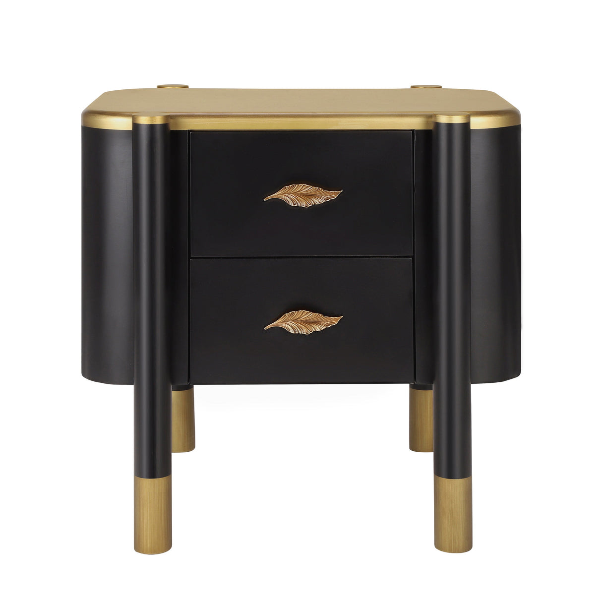 Contemporary 2 Drawers Nightstand with Curved Profile Design
