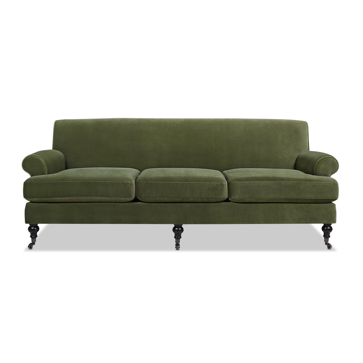Alana lawson three-cushion tightback sofa, olive green performance velvet
