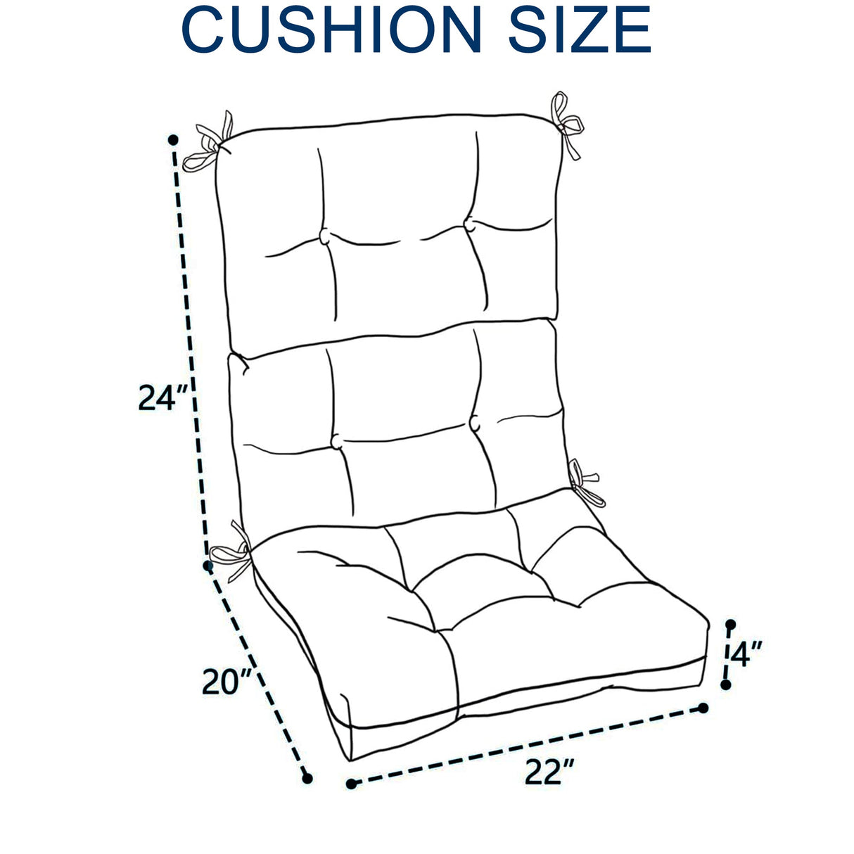 2-Piece High Back Patio Chair Cushion Set, Blue