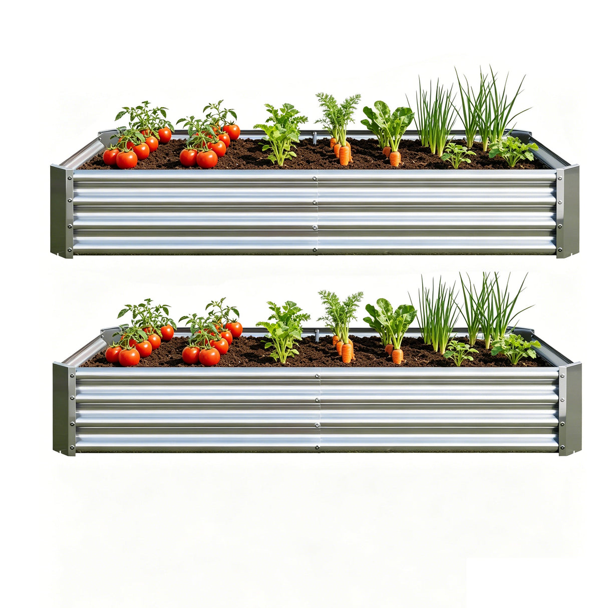 Premium Galvanized Metal Raised Garden Bed Set of 2