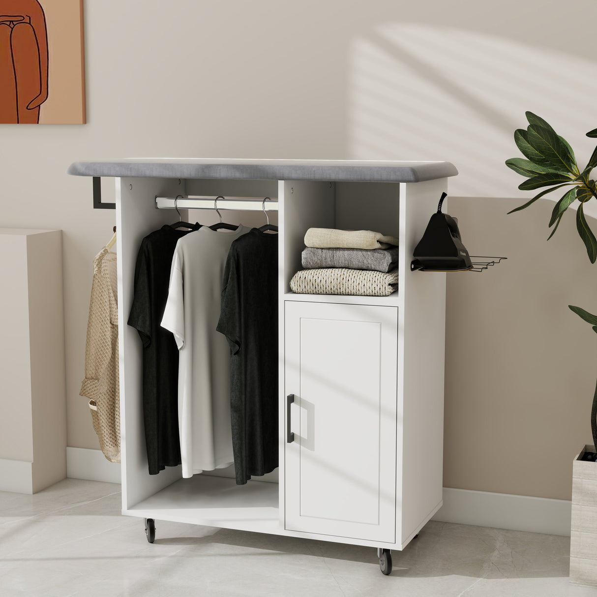 Ironing Cart with Rolling Ironing Board