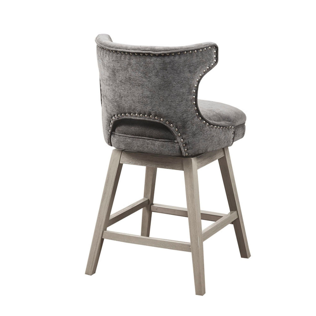 360 Degree Swivel Counter Stool With Silver Detailing
