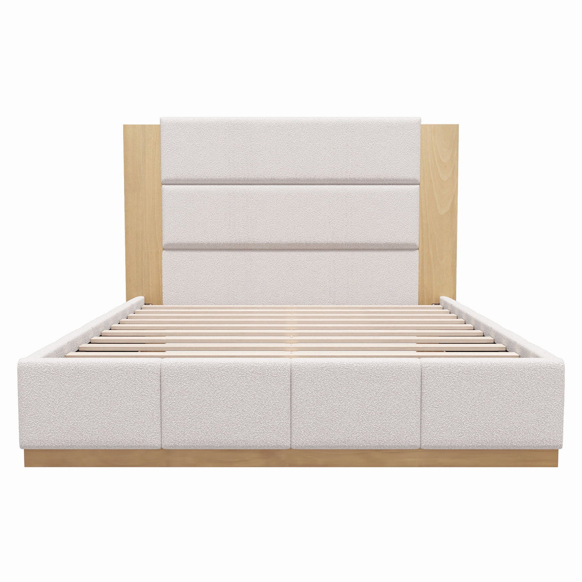 Modern Upholstered Platform Bed With Extended Headboard