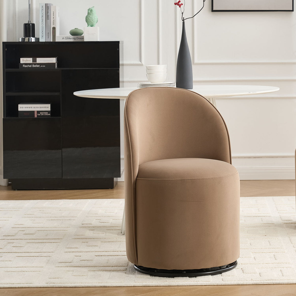 360 Degree Swivel Armless Dining Barrel Chair with Stain-Resistant Upholstery - Multiple Colors
