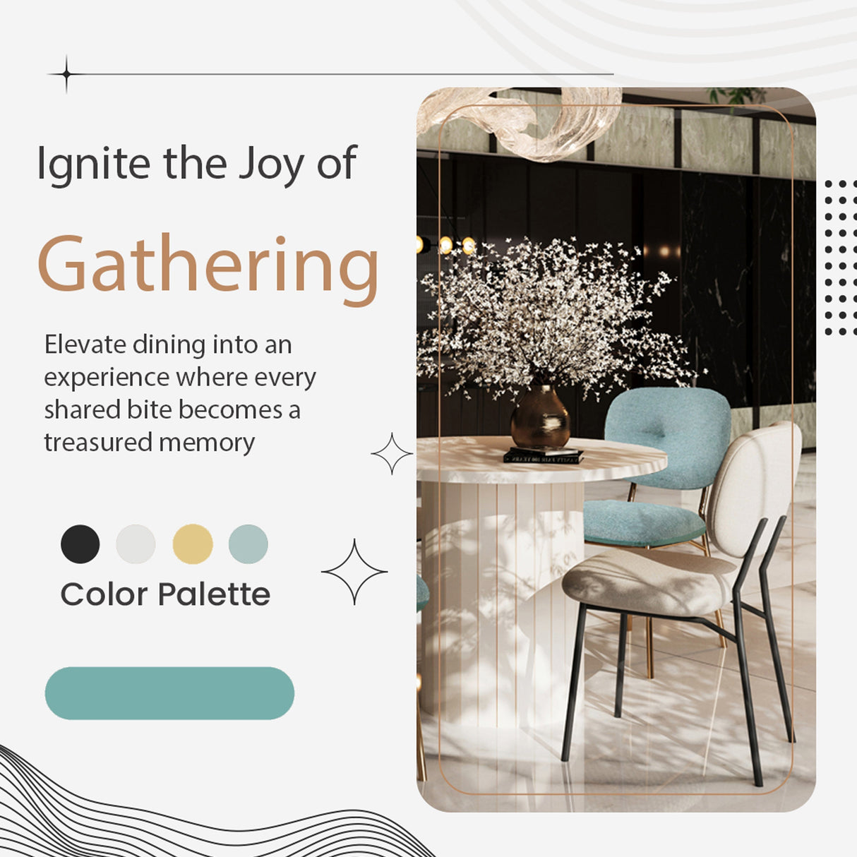 Modern 4-Person Dining Set with Bamboo & MDF Table and Fabric Chairs