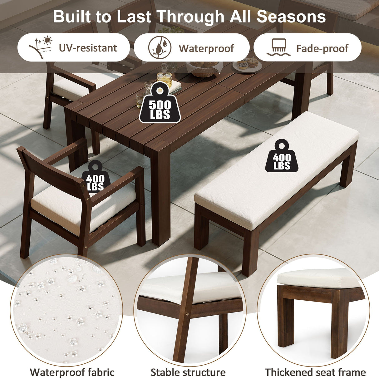 Outdoor Dining Set Rectangular Table With Umbrella Hole