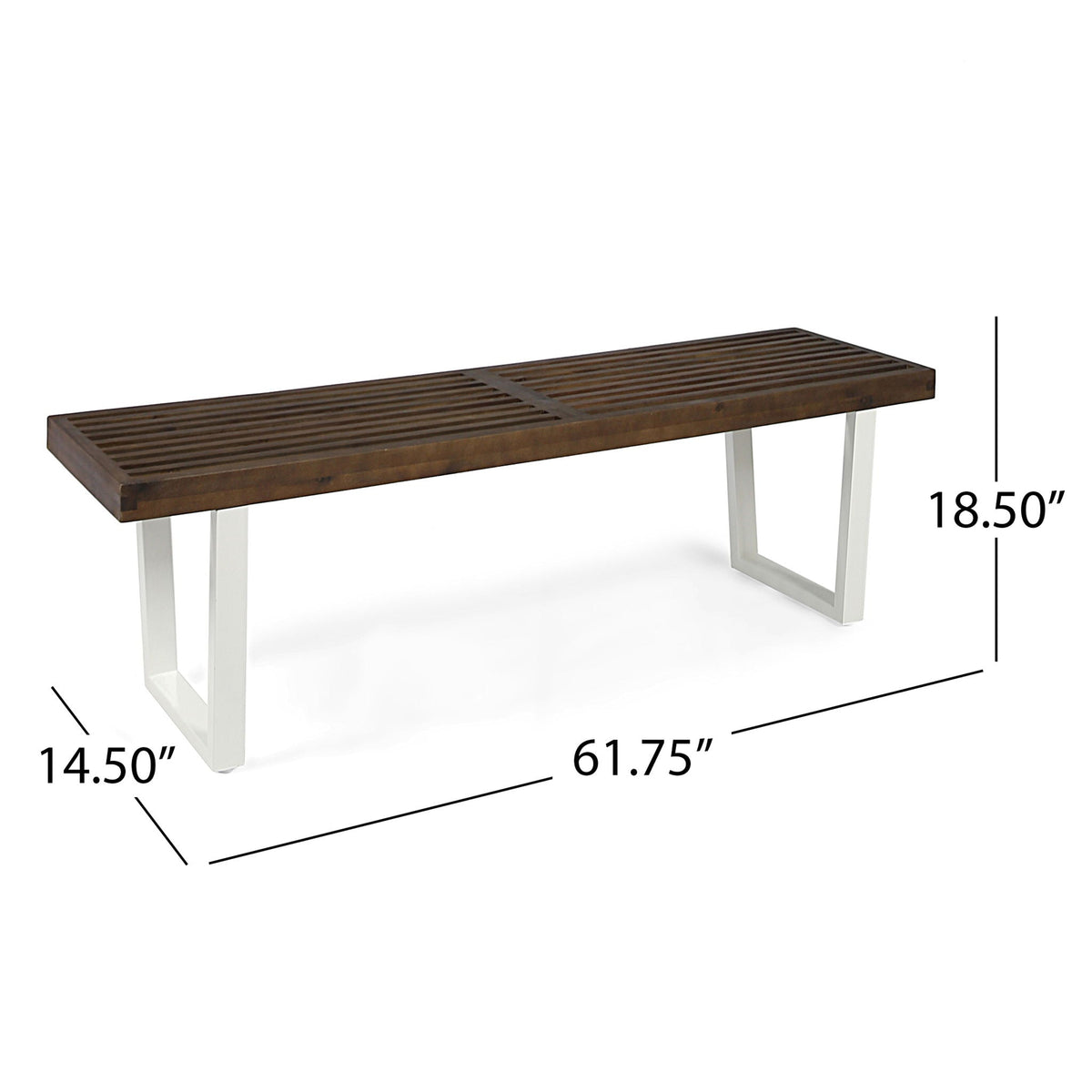 Intrinsic Outdoor Dining Bench with Slat Top - Acacia Wood & Iron