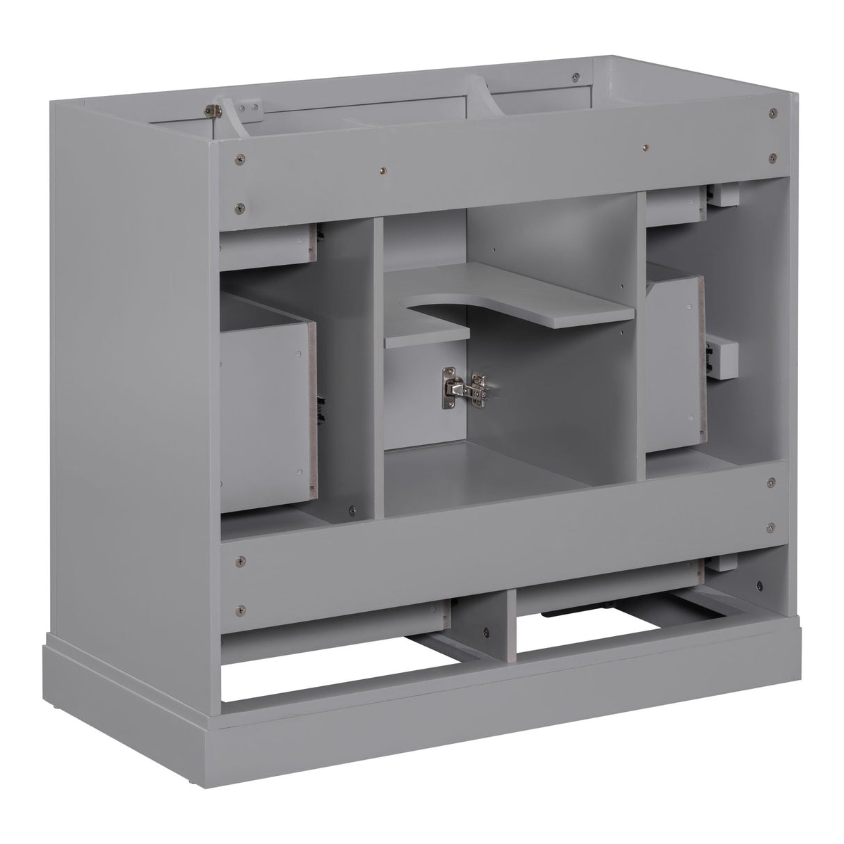 36" Bathroom Vanity Without Sink, Cabinet Base Only, 6 Drawers, Multi Functional Drawer Divider, Adjustable Shelf - Gray