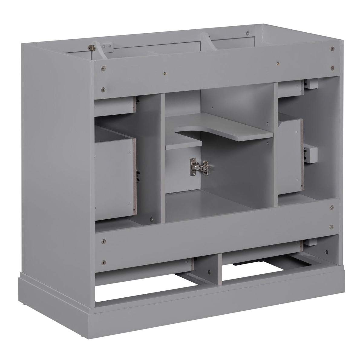 36" Bathroom Vanity Without Sink, Cabinet Base Only, 6 Drawers, Multi Functional Drawer Divider, Adjustable Shelf - Gray