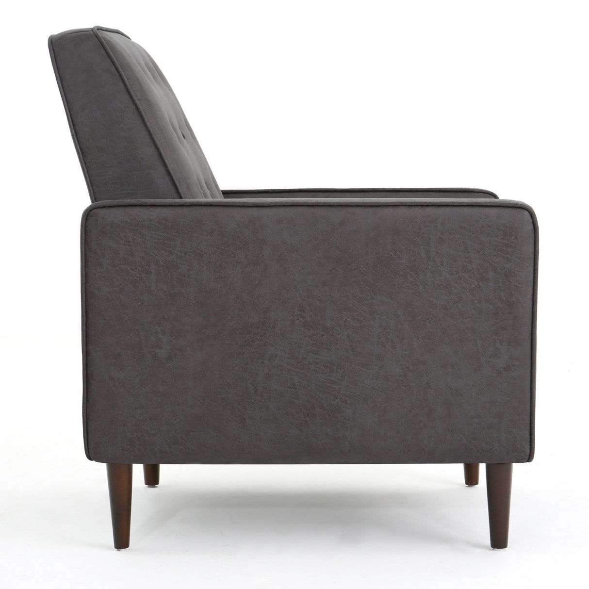 Macedonia - Mid Century Modern Button Tufted Fabric Recliner - Slate