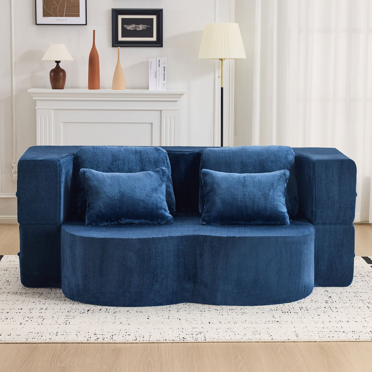 Queen Size Foldable Sofa Bed Chenille Futon Couch