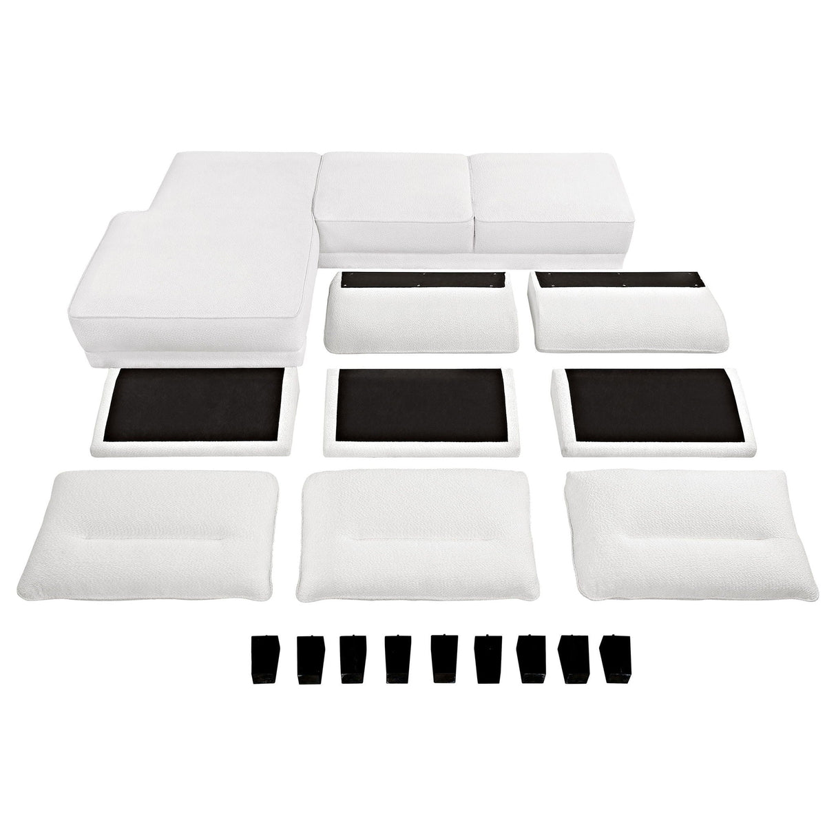 Granholm - Upholstered Curved Arm Sectional Sofa - White