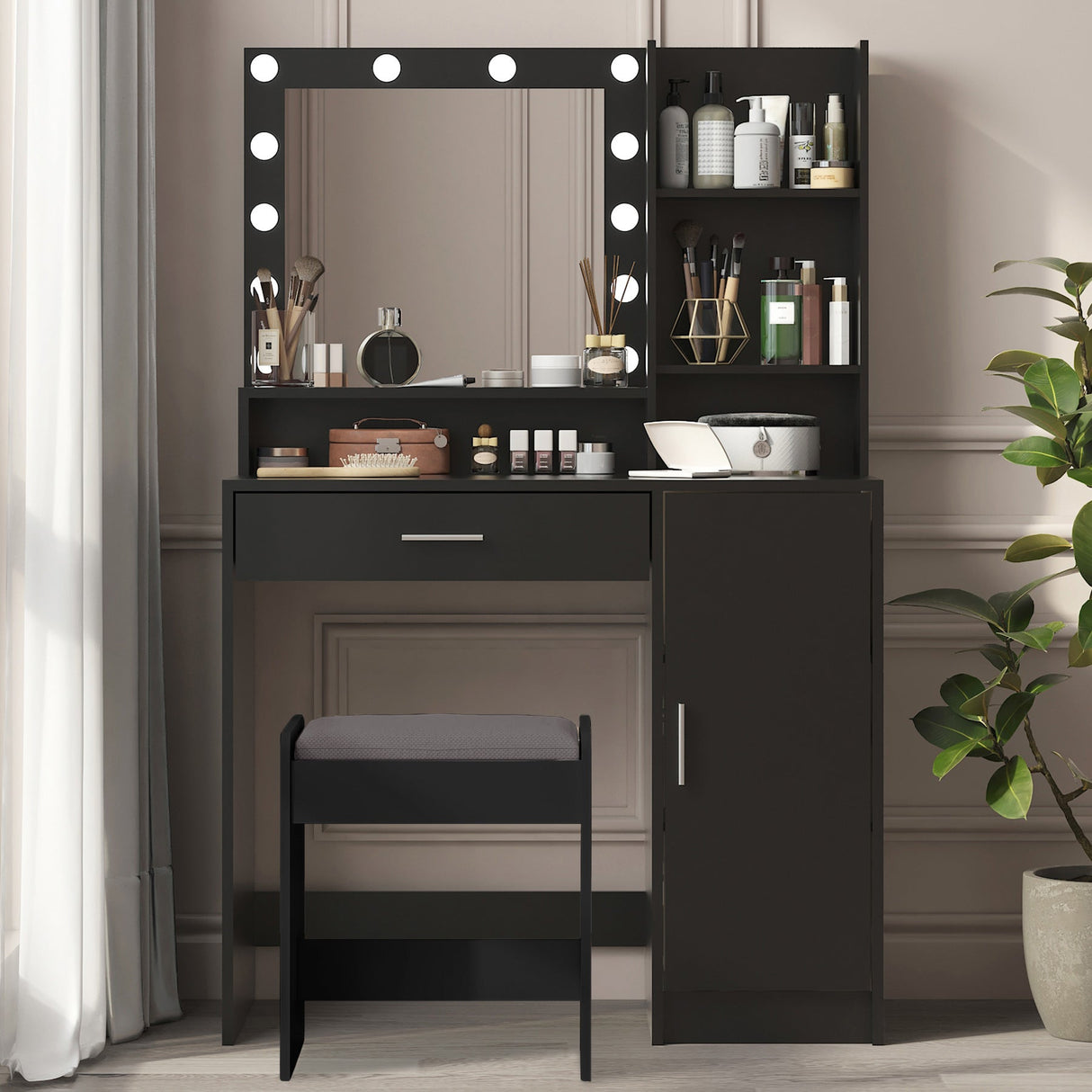 Vanity Desk with Mirror & Light