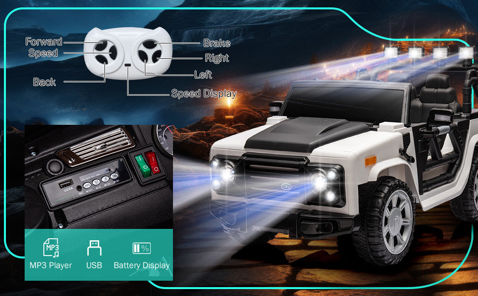 Electric Ride-On Car for Kids with Leather Seat and Four-Wheel Drive