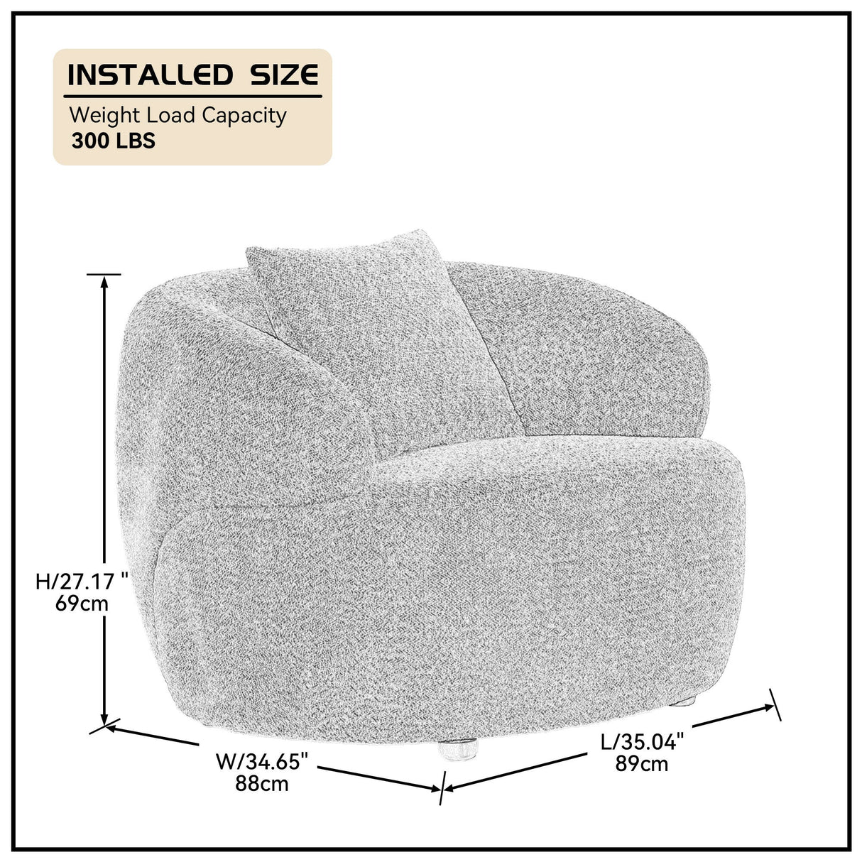 360° Swivel Mid Century Modern Curved Sofa Orange