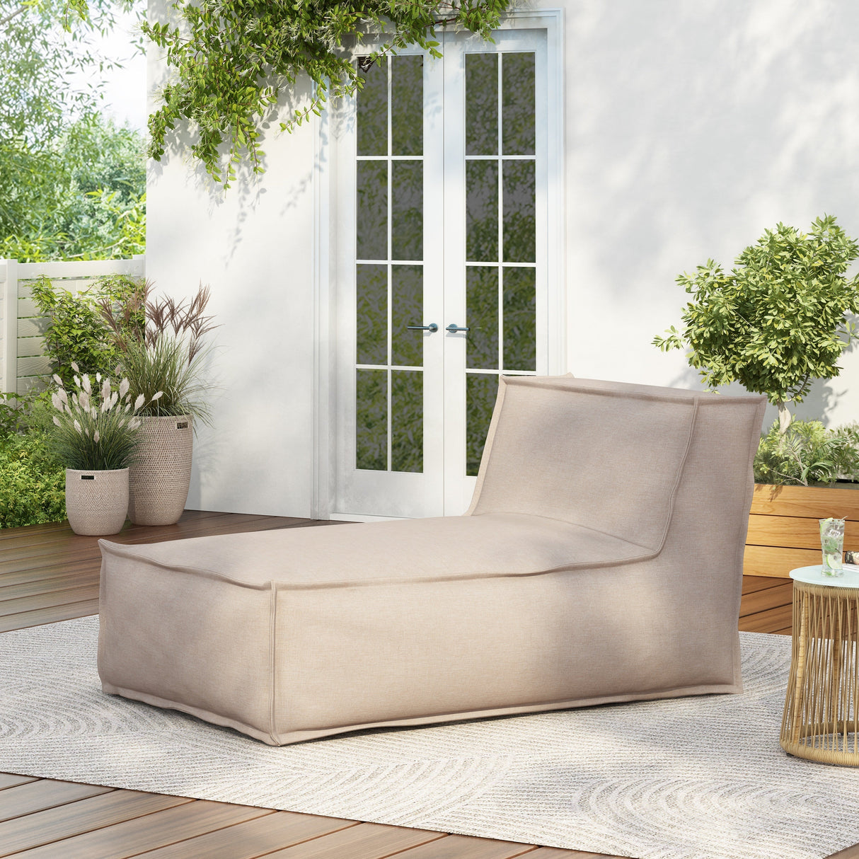 Ramona Outdoor Bean Bag Lounge Chair in Beige