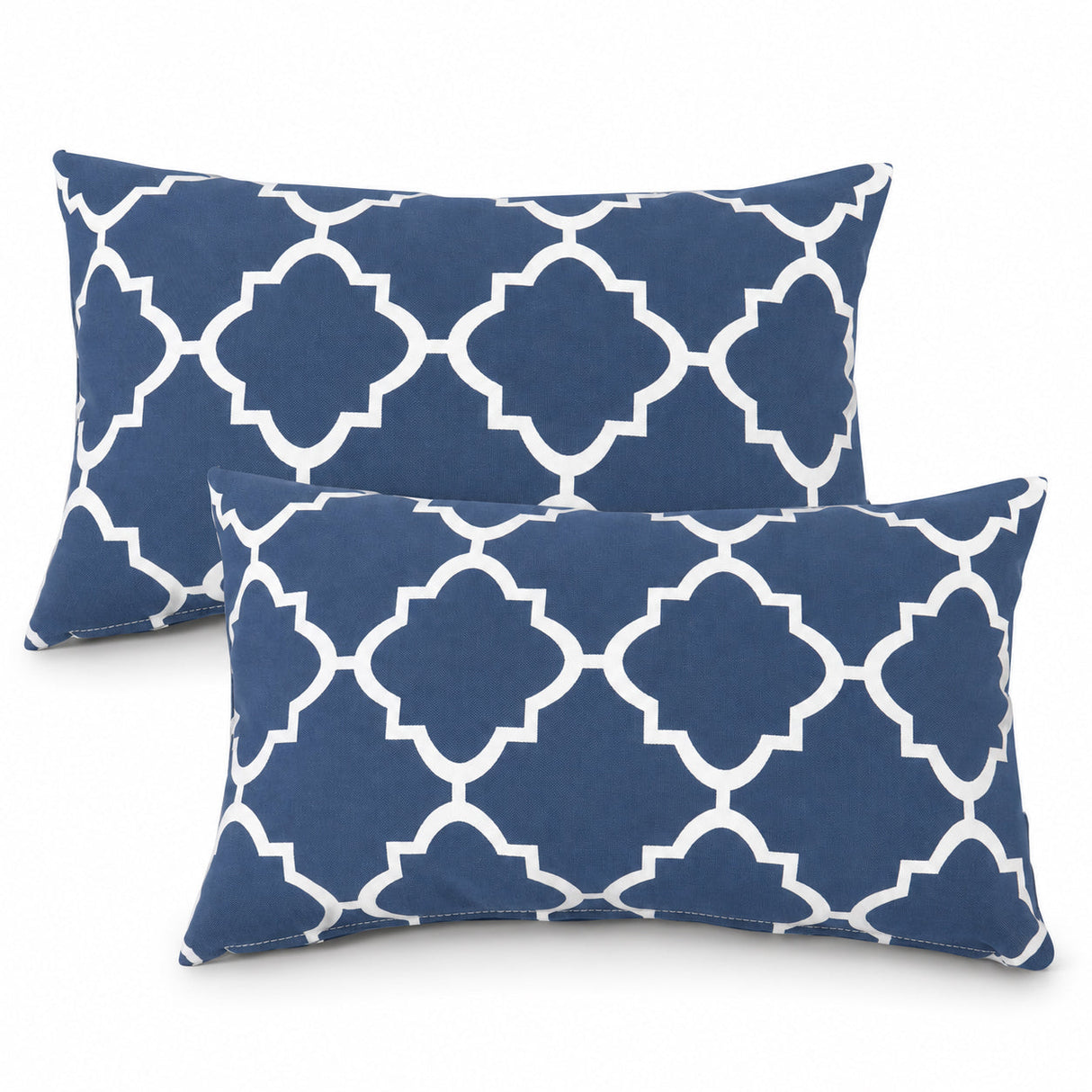 4 Pack Outdoor Lumbar Pillow with Inserts - Navy Trellis