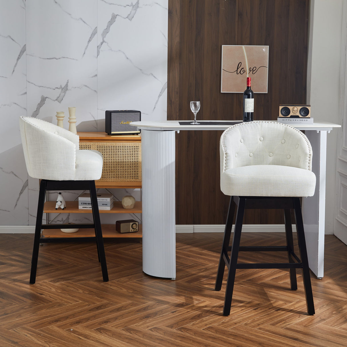 360 Degree Rotation Swivel Counter Stools (Set of 2)