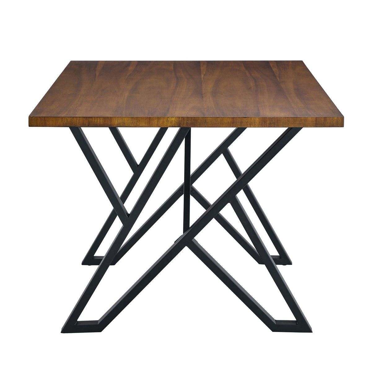5 Piece Industrial Style Indoor Upholstered Dining Set With Metal Legs - Brown