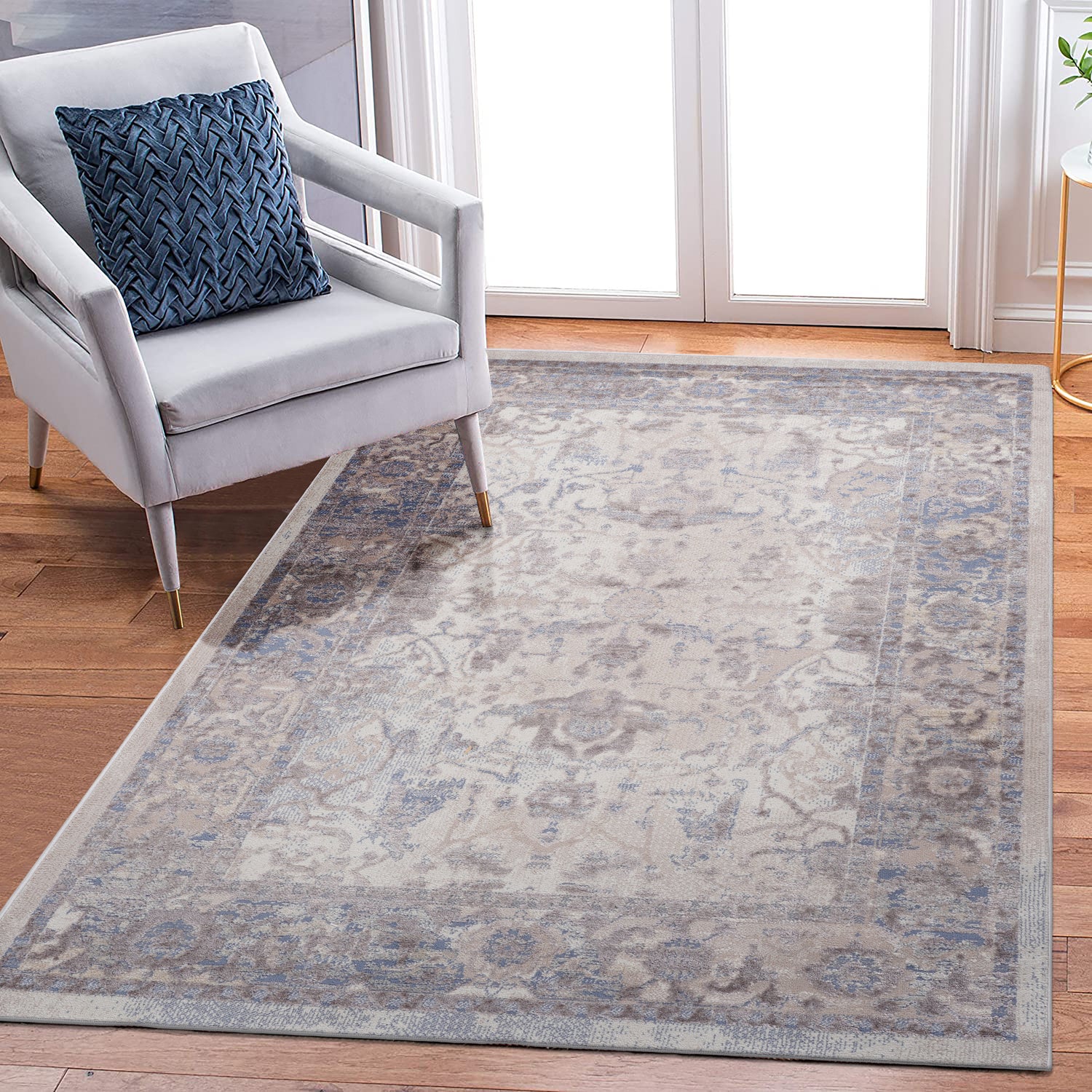 8X10 Brown/Beige /Traditional Non-Shedding and Stain Resistant Area Rug