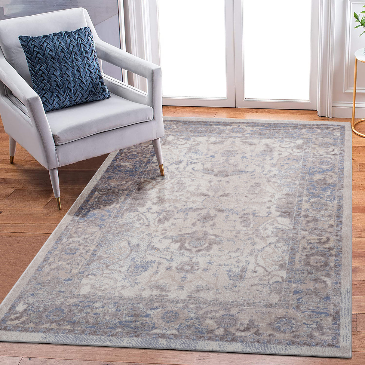 8X10 Brown/Beige /Traditional Non-Shedding and Stain Resistant Area Rug