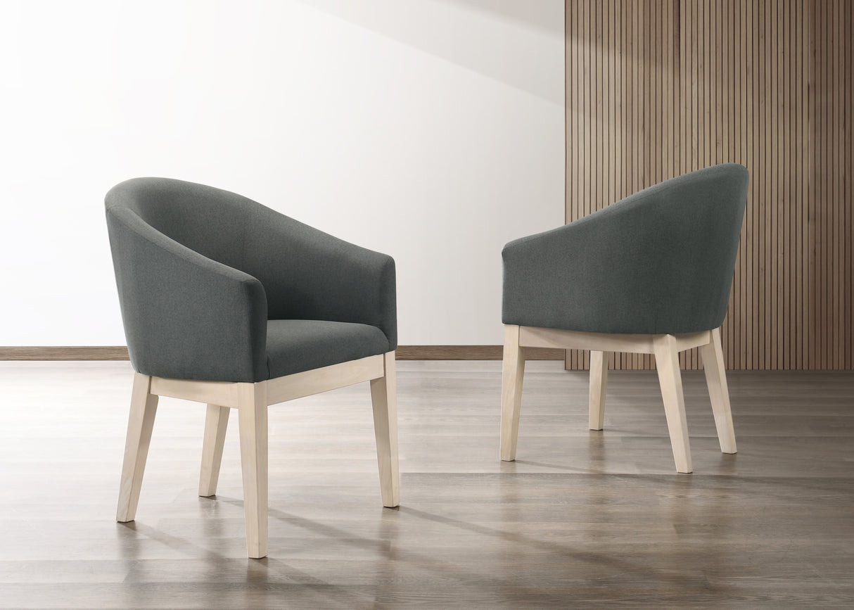 Neroli Set of 2 Gray Fabric 23' Barrel Accent Chair